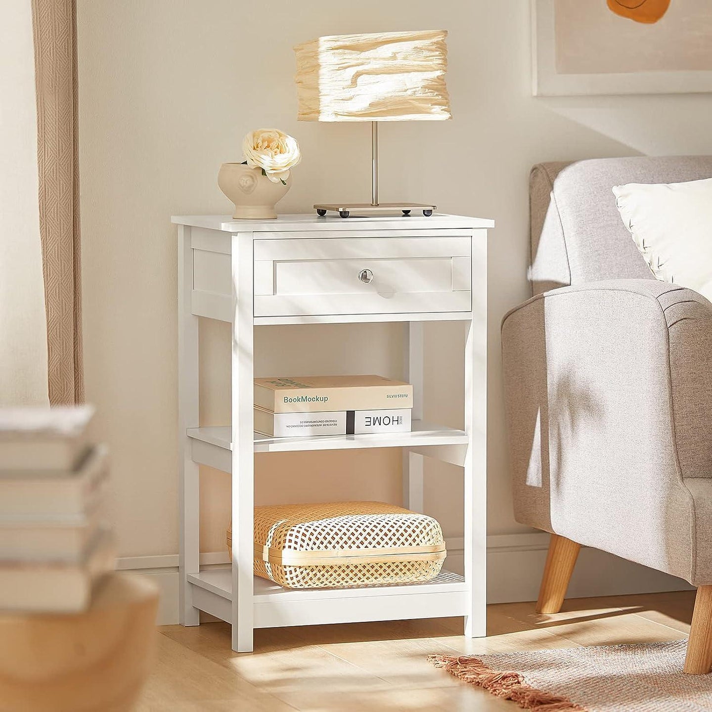 Buy Bedside Table with Drawer Shelves discounted | Products On Sale Australia