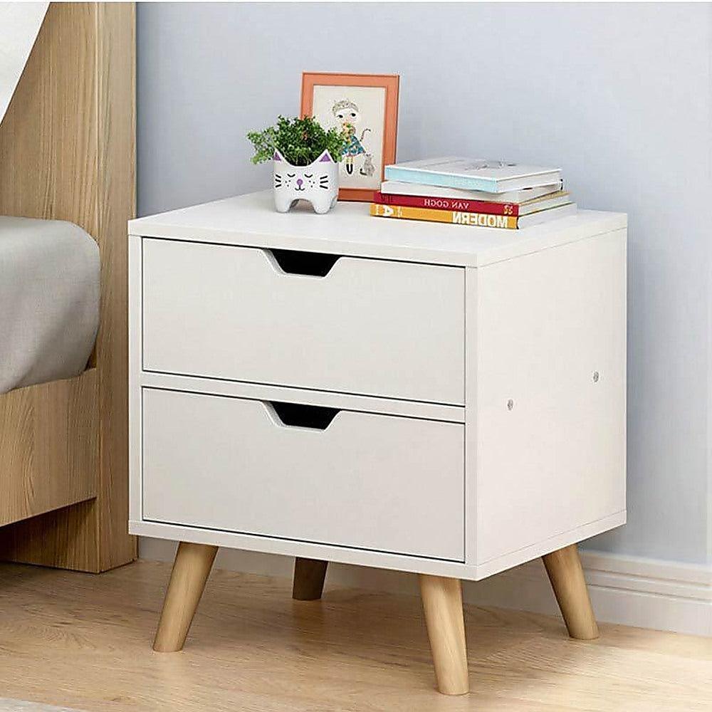 Buy Bedside Tables Drawers Side Table Nightstand White Storage Cabinet Wood discounted | Products On Sale Australia