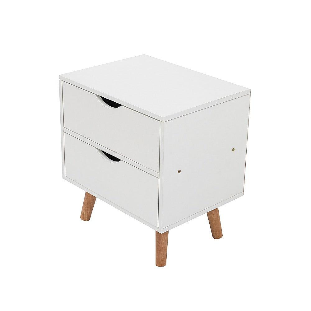 Buy Bedside Tables Drawers Side Table Nightstand White Storage Cabinet Wood discounted | Products On Sale Australia