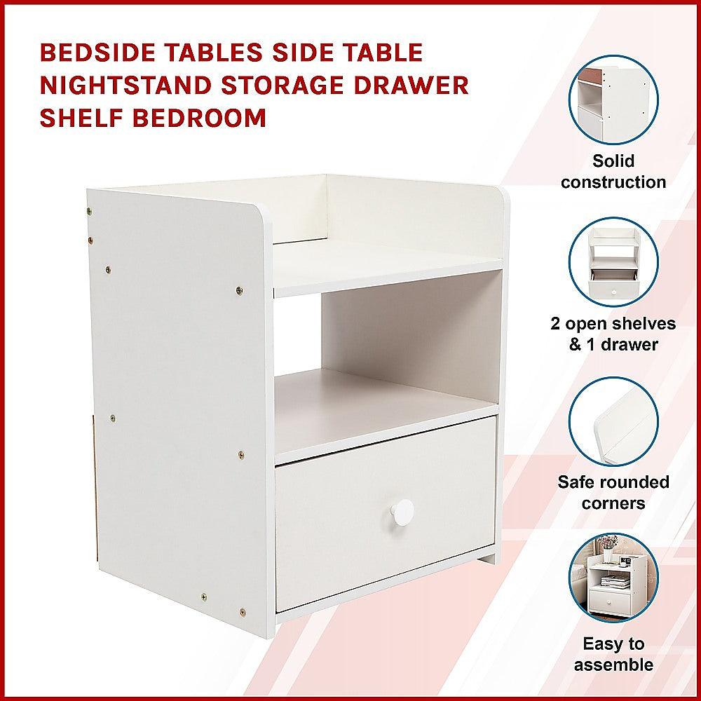 Buy Bedside Tables Side Table Nightstand Storage Drawer Shelf Bedroom discounted | Products On Sale Australia