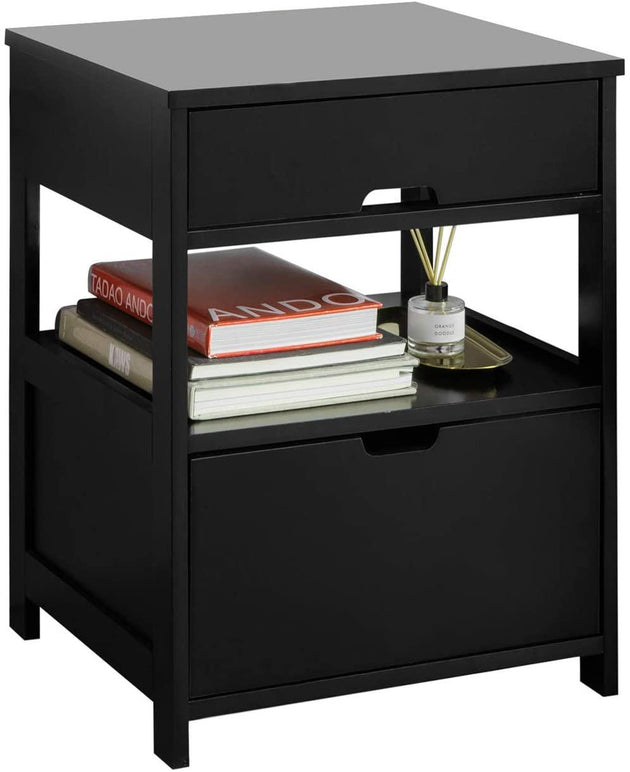 Buy Black Bedside Table with 2 Drawers discounted | Products On Sale Australia