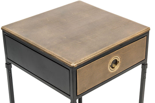 Buy Black Bedside Table with Storage Drawer and Gold Finished Textured Top discounted | Products On Sale Australia