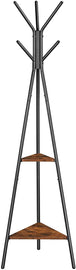 Buy Black Coat Rack Stand Industrial Style 2 Shelves Clothes discounted | Products On Sale Australia