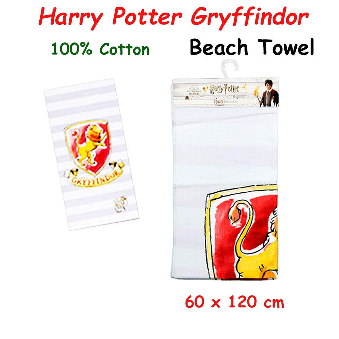 Buy Caprice Harry Potter Gryffindor Cotton Beach Licensed Towel 60 x 120 cm discounted | Products On Sale Australia