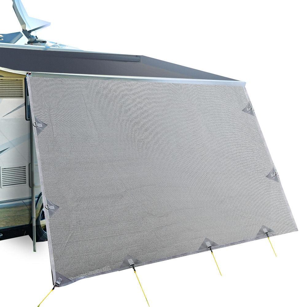 Buy Caravan Privacy Screen Roll Out Awning 4Mx1.95M End Wall Side Sun Shade Grey discounted | Products On Sale Australia