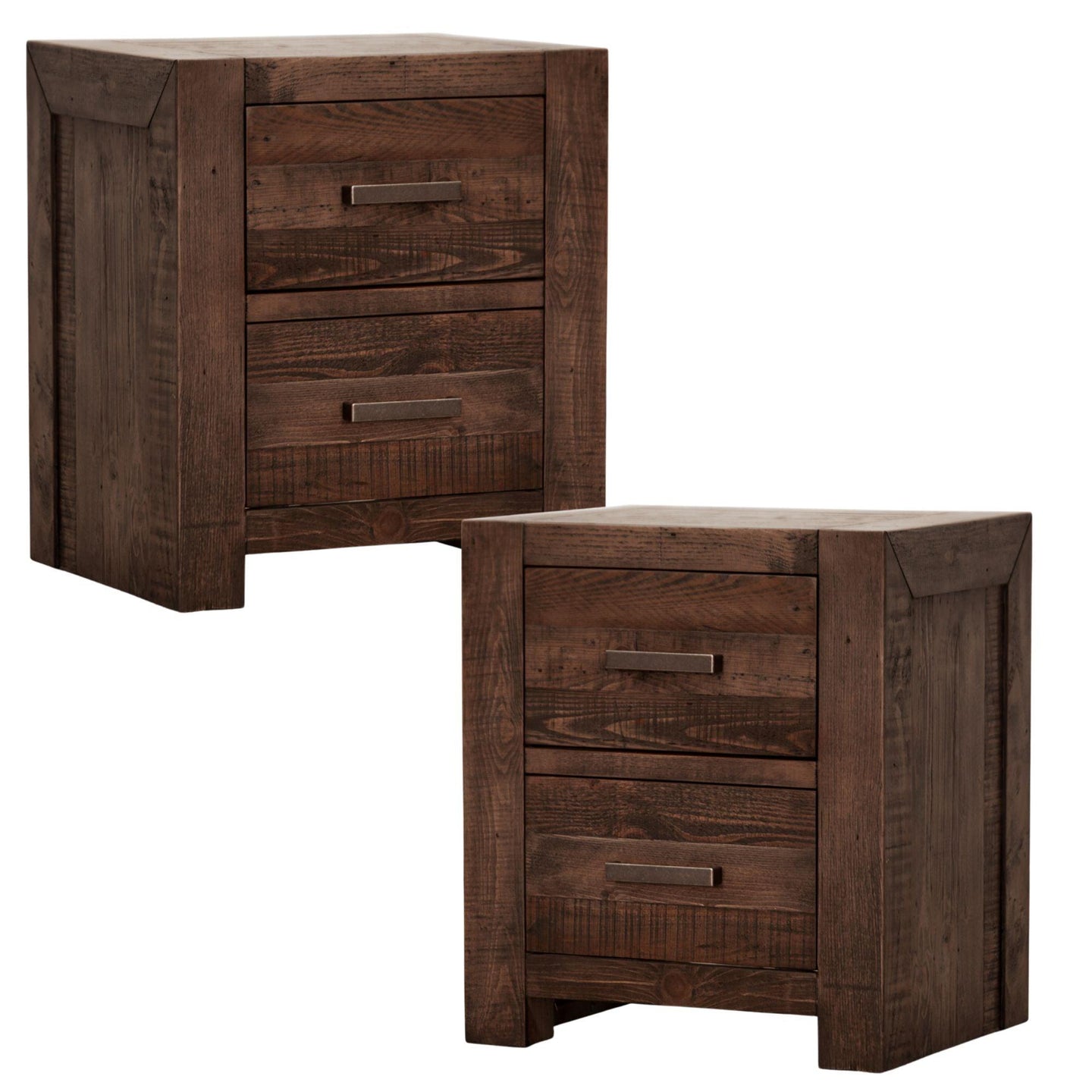 Buy Catmint Set of 2 Bedside Tables 2 Drawers Storage Cabinet Pine Wood Grey Stone discounted | Products On Sale Australia