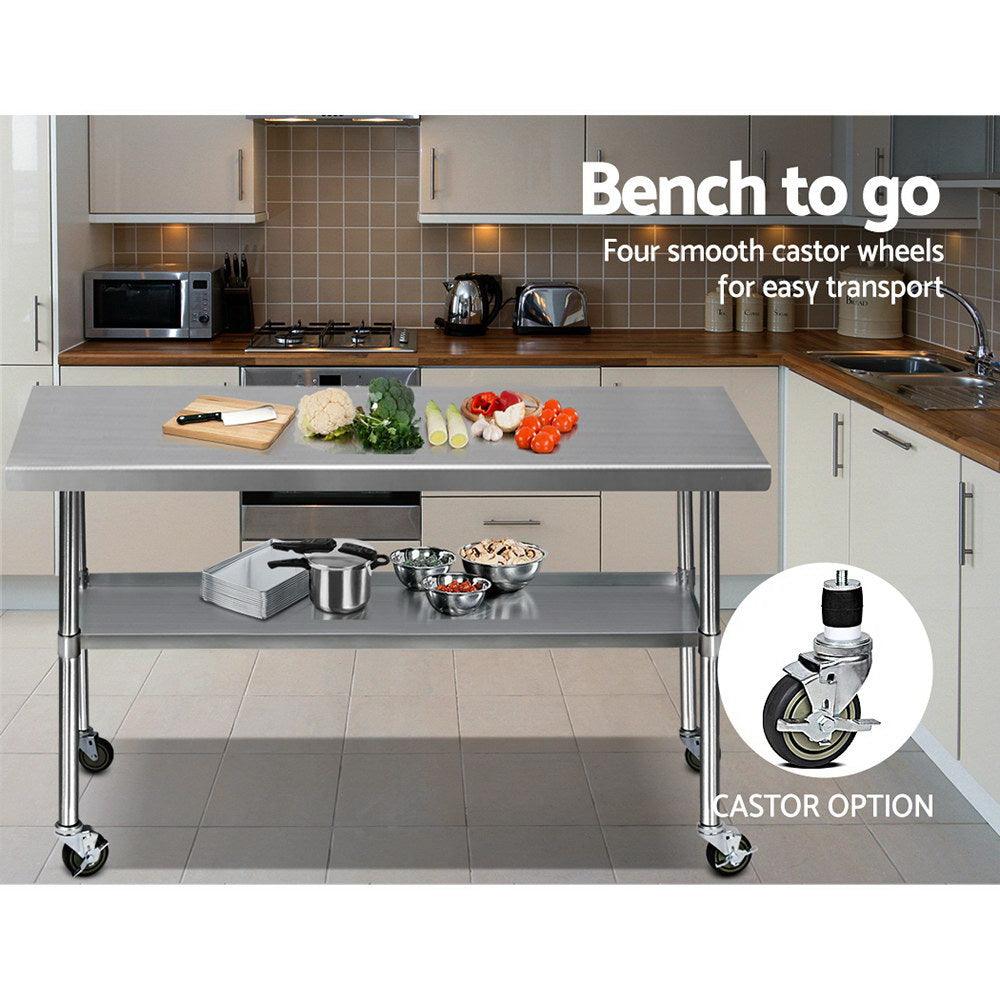 Buy Cefito 1829x760mm Stainless Steel Kitchen Bench with Wheels 430 discounted | Products On Sale Australia