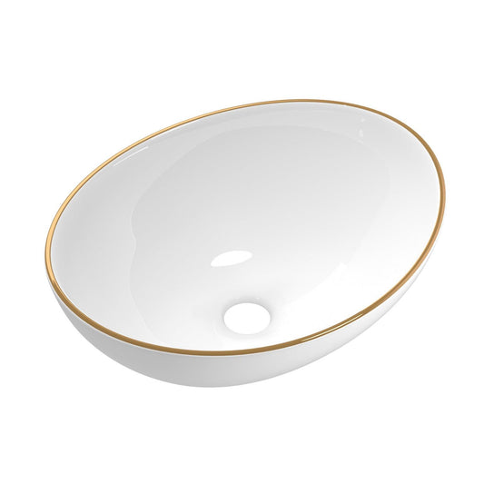 Buy Cefito Bathroom Basin Ceramic Vanity Sink Hand Wash Bowl Gold Line 41x34cm discounted | Products On Sale Australia