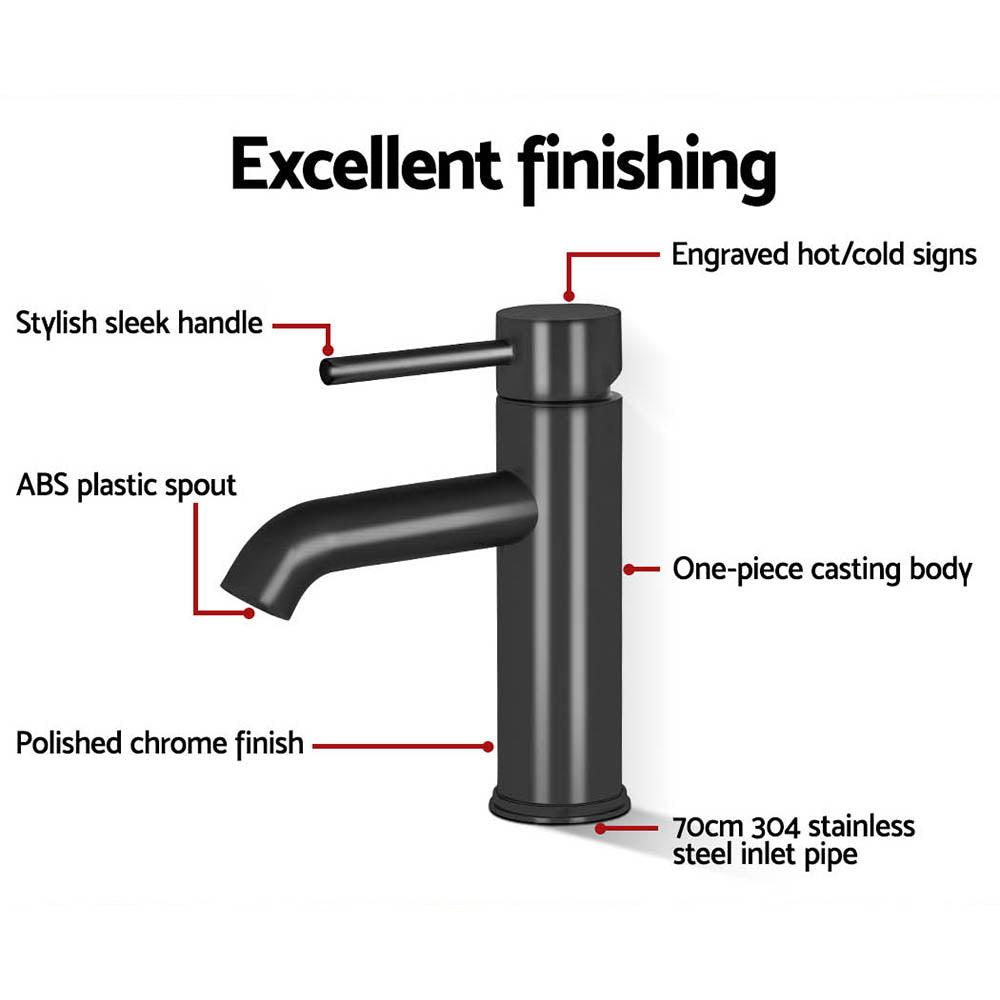 Buy Cefito Bathroom Basin Mixer Tap Round Brass Faucet Vanity Laundry Black discounted | Products On Sale Australia