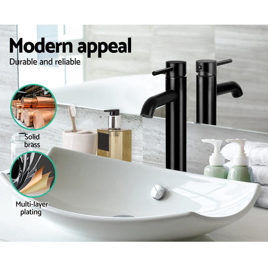 Buy Cefito Bathroom Basin Mixer Tap Round Tall Faucet Vanity Laundry Black discounted | Products On Sale Australia