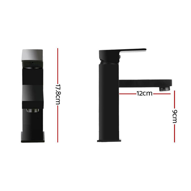 Buy Cefito Bathroom Basin Mixer Tap Square Faucet Vanity Laundry Black discounted | Products On Sale Australia