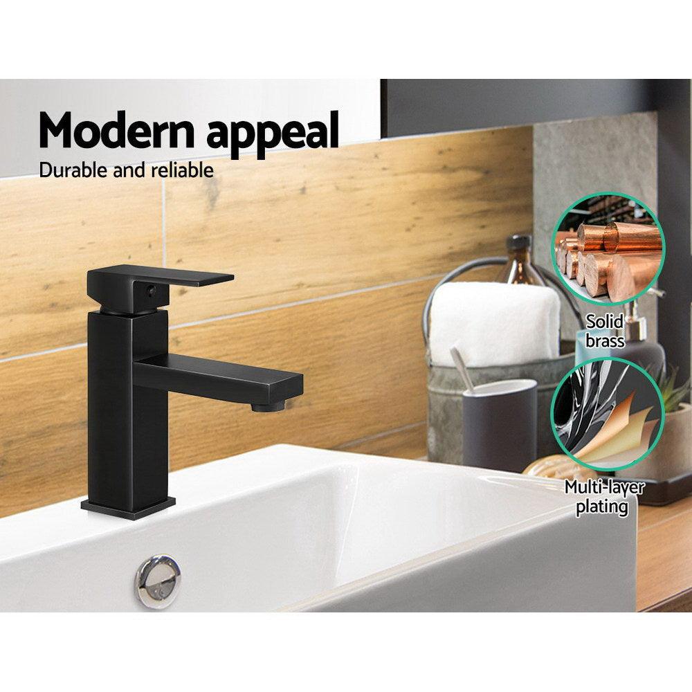 Buy Cefito Bathroom Basin Mixer Tap Square Faucet Vanity Laundry Black discounted | Products On Sale Australia