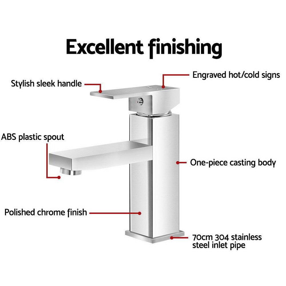 Buy Cefito Bathroom Basin Mixer Tap Square Faucet Vanity Laundry Chrome discounted | Products On Sale Australia