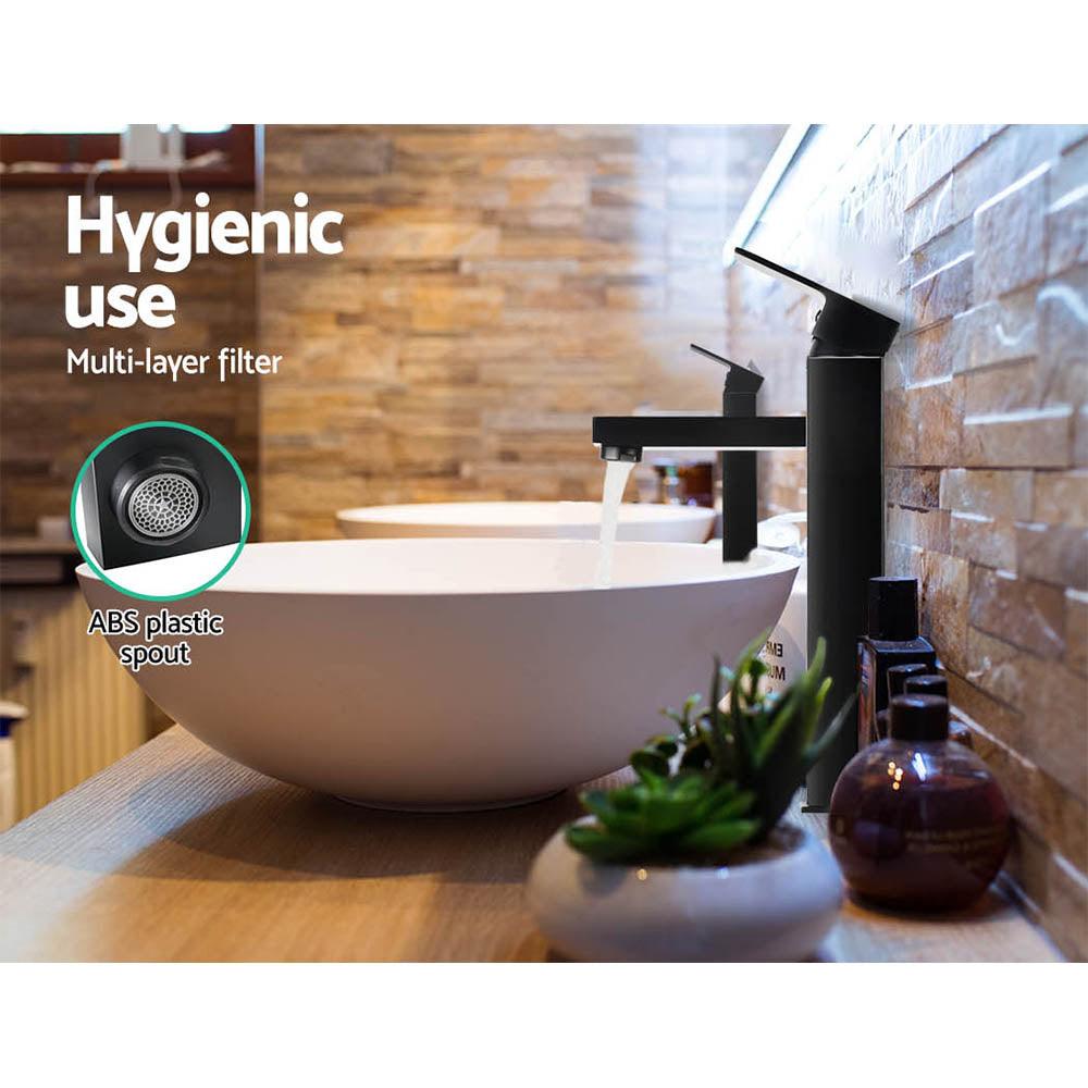 Buy Cefito Bathroom Basin Mixer Tap Square Tall Faucet Vanity Laundry Black discounted | Products On Sale Australia