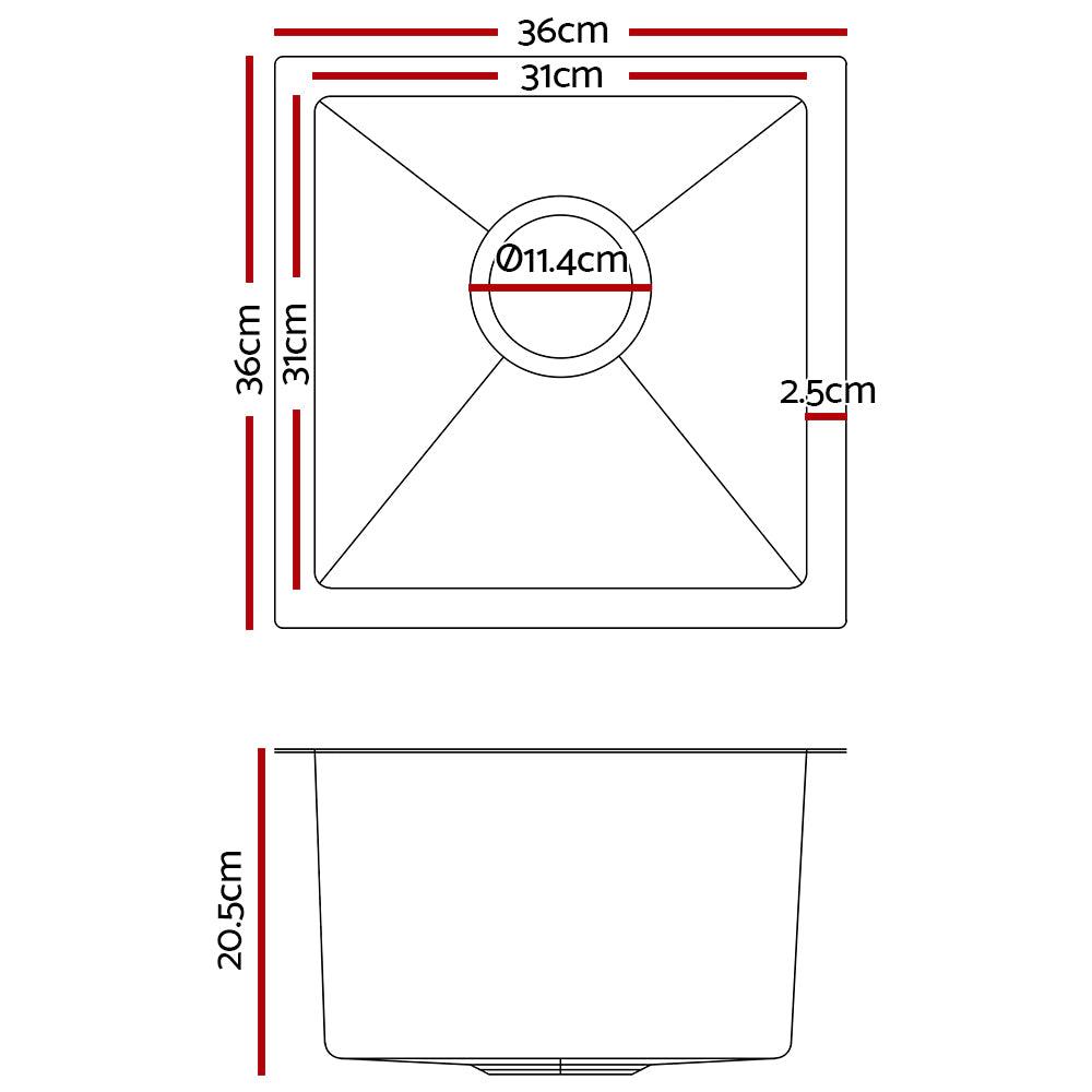 Buy Cefito Kitchen Sink 36X36CM Stainless Steel Nano Basin Single Bowl Silver discounted | Products On Sale Australia