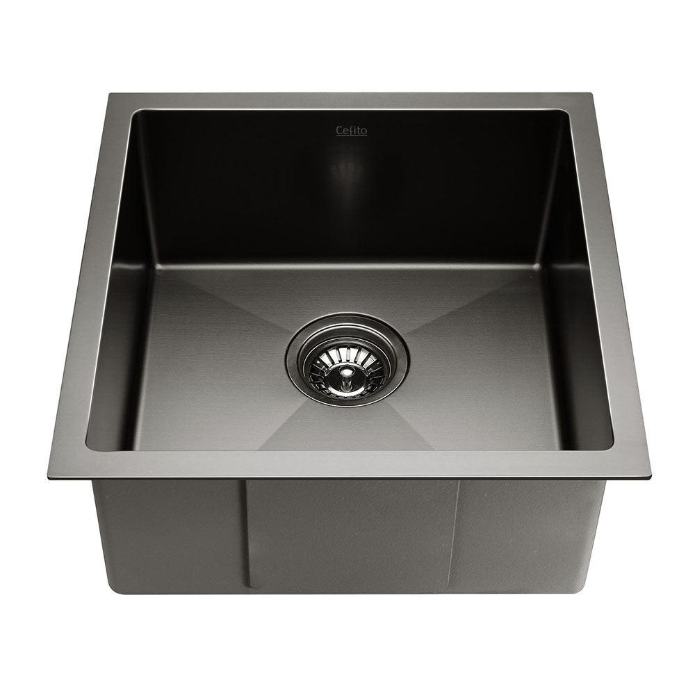 Buy Cefito Kitchen Sink 44X44CM Stainless Steel Basin Single Bowl Laundry Black discounted | Products On Sale Australia