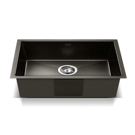 Buy Cefito Kitchen Sink 45X30CM Stainless Steel Basin Single Bowl Laundry Black discounted | Products On Sale Australia