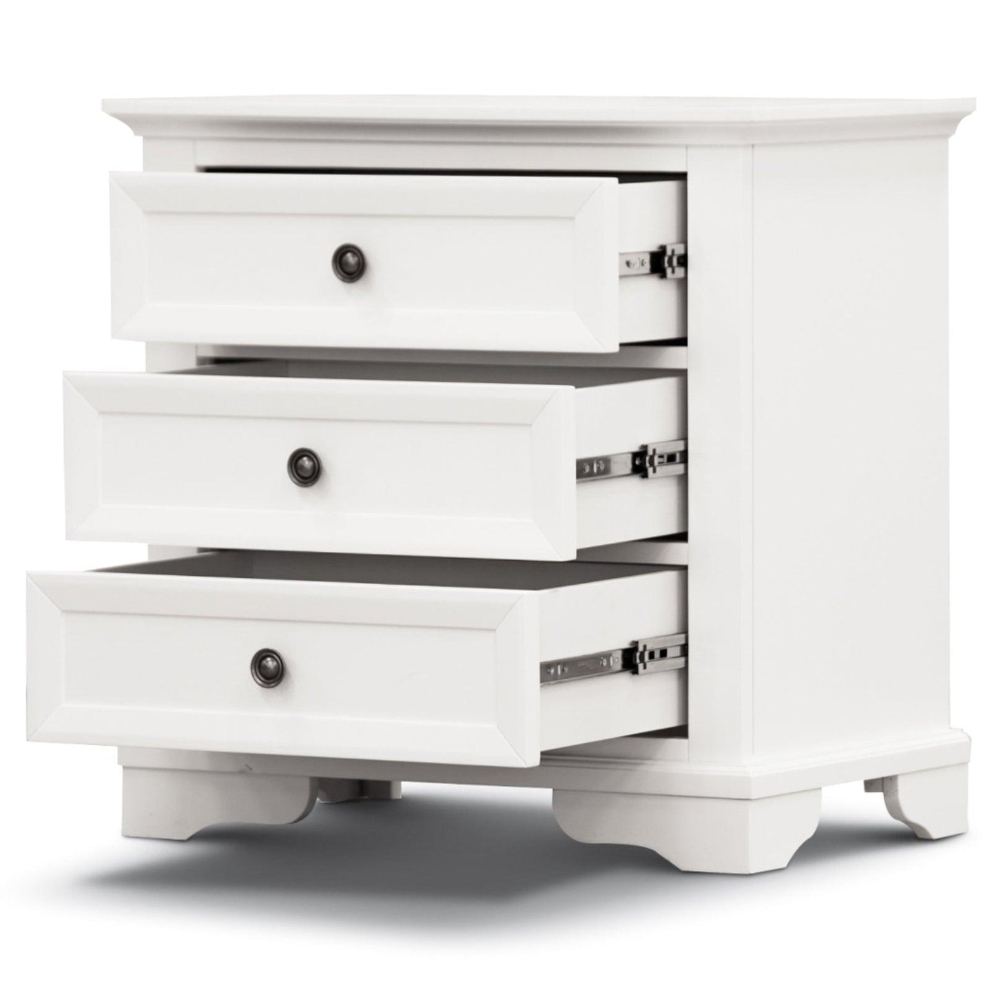 Buy Celosia Bedside Table Set of 2pcs - 3 Drawers Storage Cabinet Nightstand - White discounted | Products On Sale Australia