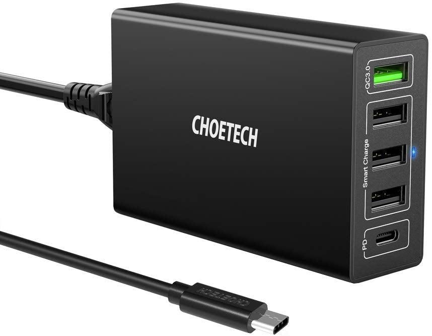 Buy CHOETECH Q34U2Q 5-Port 60W PD Charger with 30W Power Delivery and 18W Quick Charge 3.0 discounted | Products On Sale Australia