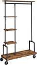 Buy Clothing Garment Rack on Wheels with 5-Tier, Industrial Pipe Style, Rustic Brown discounted | Products On Sale Australia