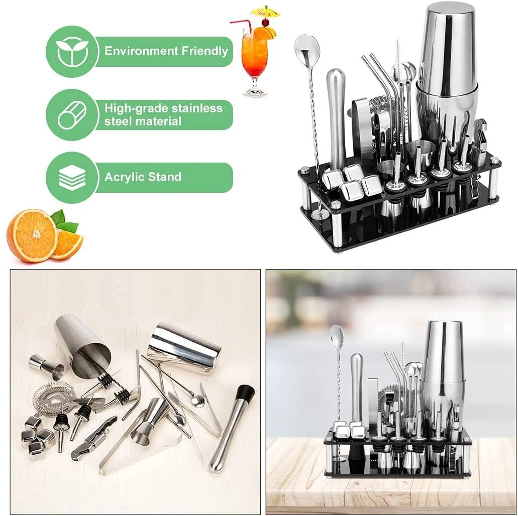 Buy Cocktail Shaker Set Boston 23-Piece Stainless Steel and Professional Bar Tools for Drink Mixing discounted | Products On Sale Australia