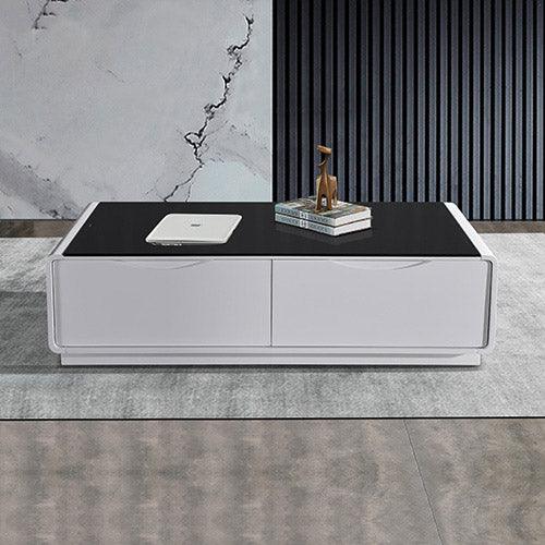 Buy Coffee Table High Gloss Finish MDF Black & White Colour with 2 Drawers Storage discounted | Products On Sale Australia