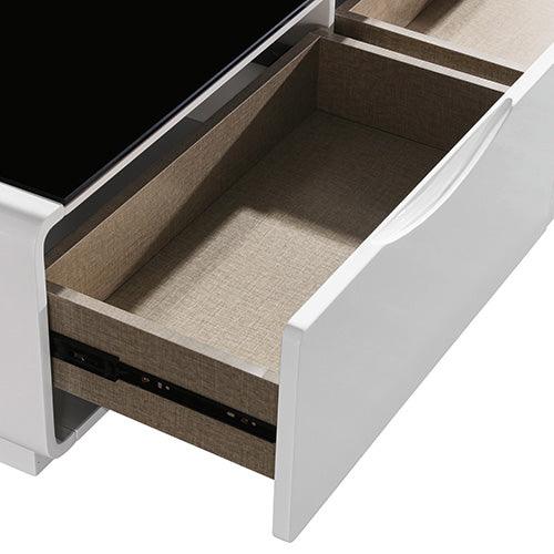 Buy Coffee Table High Gloss Finish MDF Black & White Colour with 2 Drawers Storage discounted | Products On Sale Australia