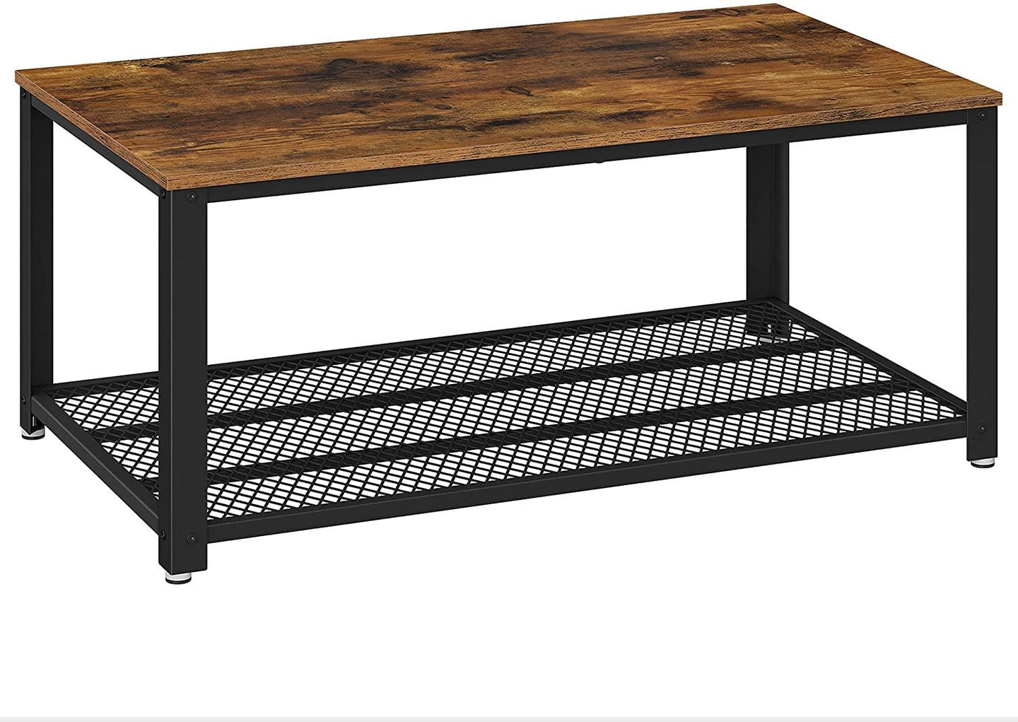 Buy Coffee Table with Metal Frame Storage Shelf Rustic Brown discounted | Products On Sale Australia