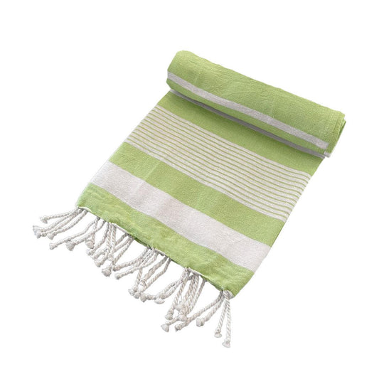 Buy Cotton Rich Large Turkish Beach Towel with Tassels 80cm x 155cm Green discounted | Products On Sale Australia