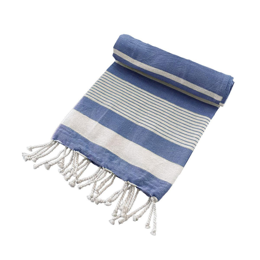 Buy Cotton Rich Large Turkish Beach Towel with Tassels 80cm x 155cm Navy discounted | Products On Sale Australia