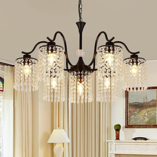 Buy Crystal Chandelier Industrial Farmhouse, Black discounted | Products On Sale Australia