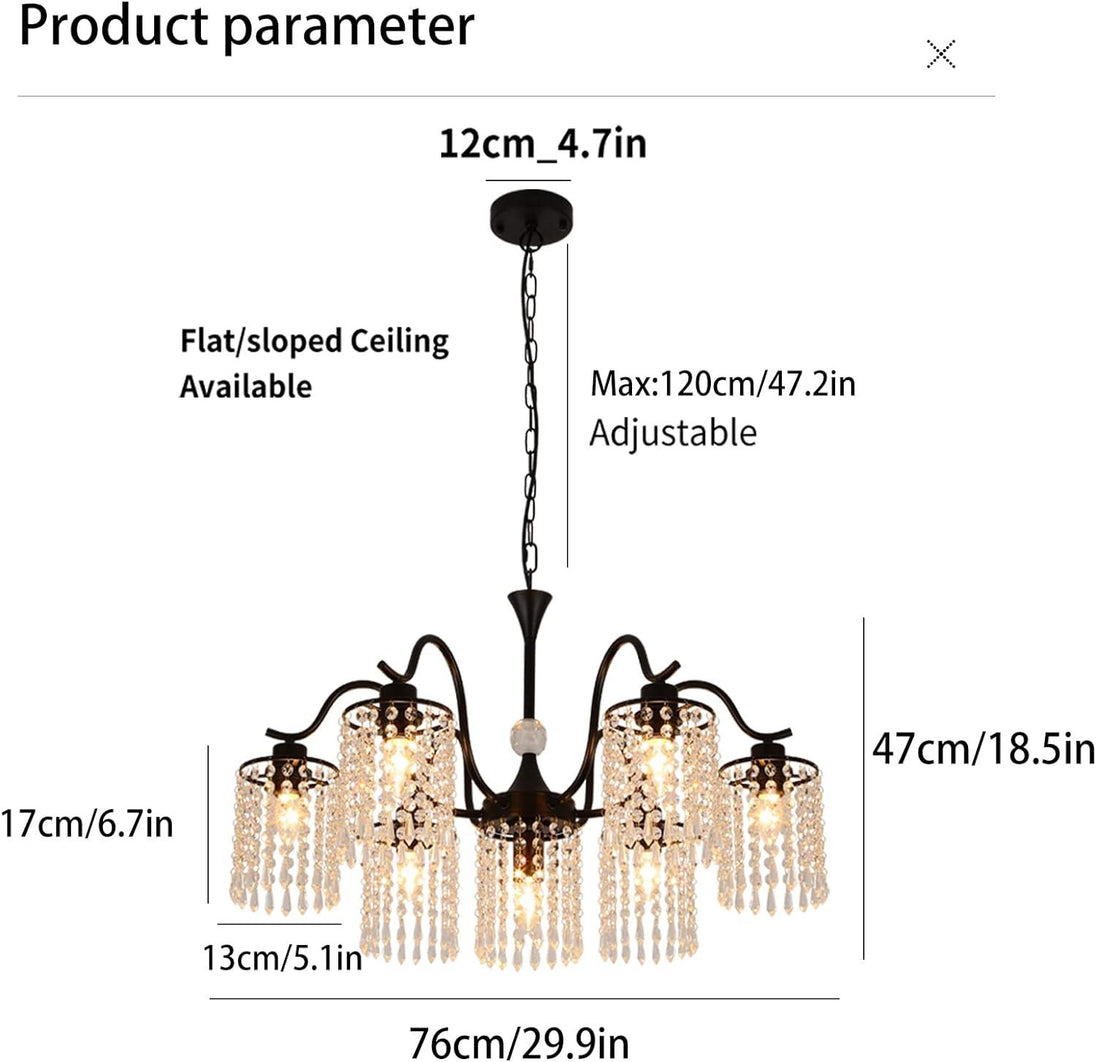 Buy Crystal Chandelier Industrial Farmhouse, Black discounted | Products On Sale Australia