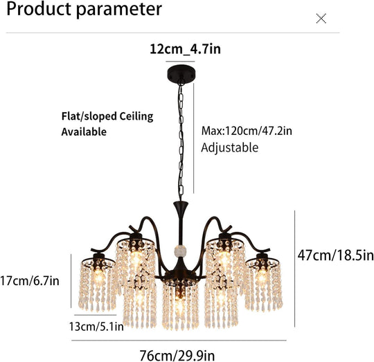 Buy Crystal Chandelier Industrial Farmhouse, Black discounted | Products On Sale Australia