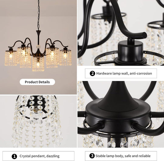 Buy Crystal Chandelier Industrial Farmhouse, Black discounted | Products On Sale Australia