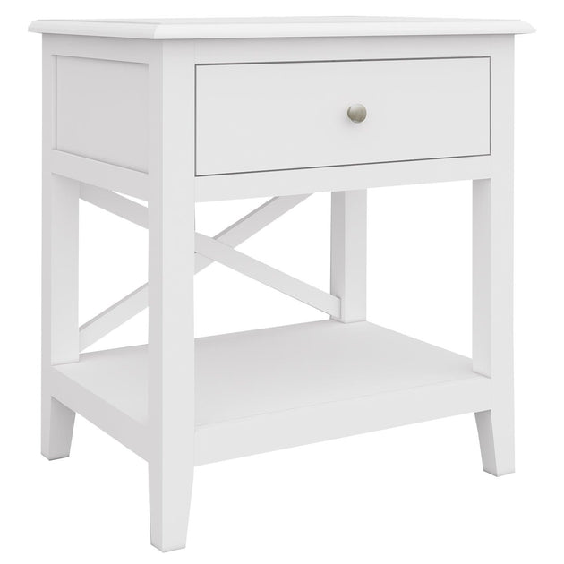 Buy Daisy Side Table Desk Sofa End Table Solid Acacia Wood Hampton Furniture - White discounted | Products On Sale Australia