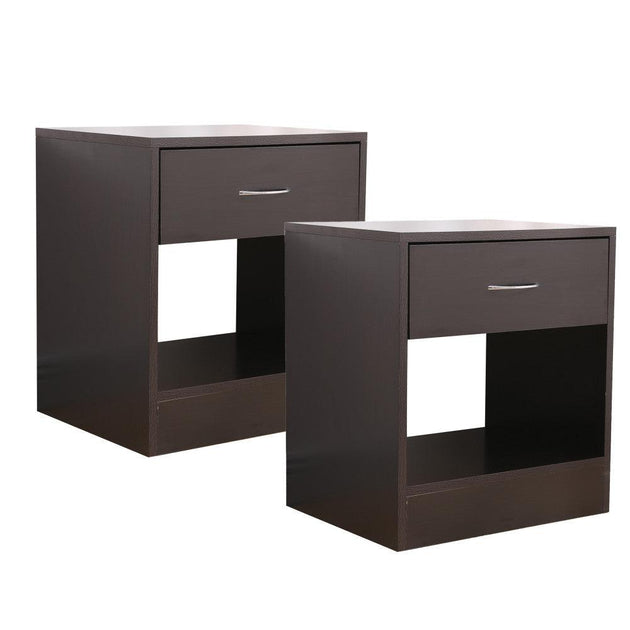 Dandi Bedside Table Nightstand with Drawer Set of 2 Brown Products On Sale Australia | Furniture > Bedroom Category