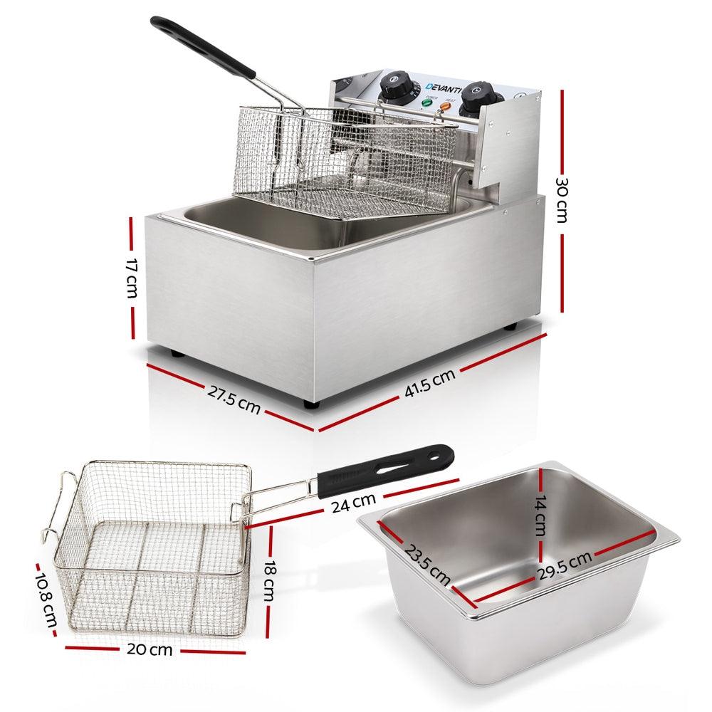 Buy Devanti 10L Electric Commercial Deep Fryer Single Basket 2200W discounted | Products On Sale Australia