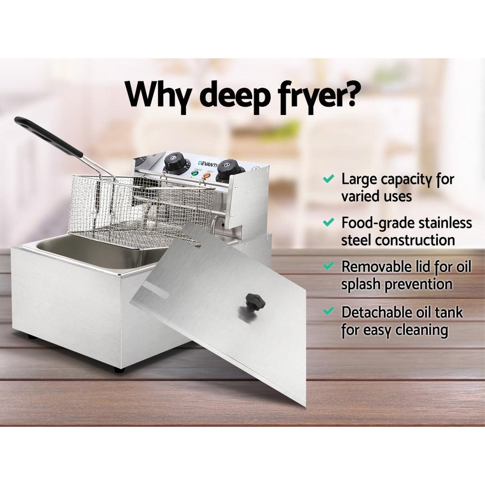 Buy Devanti 10L Electric Commercial Deep Fryer Single Basket 2200W discounted | Products On Sale Australia