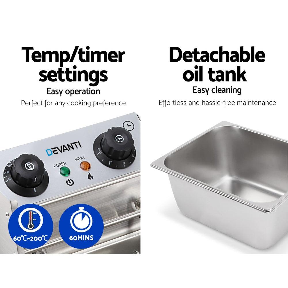 Buy Devanti 10L Electric Commercial Deep Fryer Single Basket 2200W discounted | Products On Sale Australia