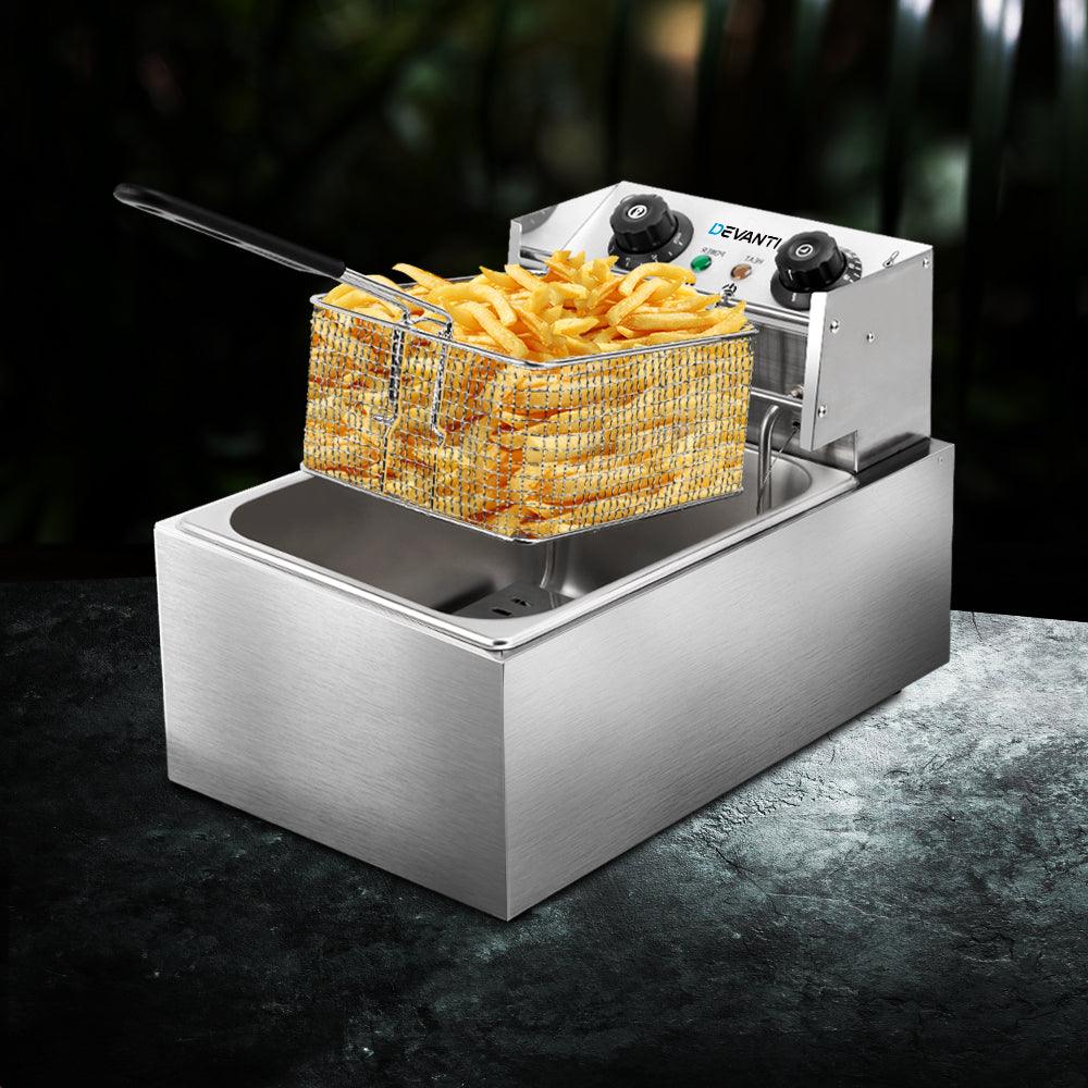 Buy Devanti 10L Electric Commercial Deep Fryer Single Basket 2200W discounted | Products On Sale Australia