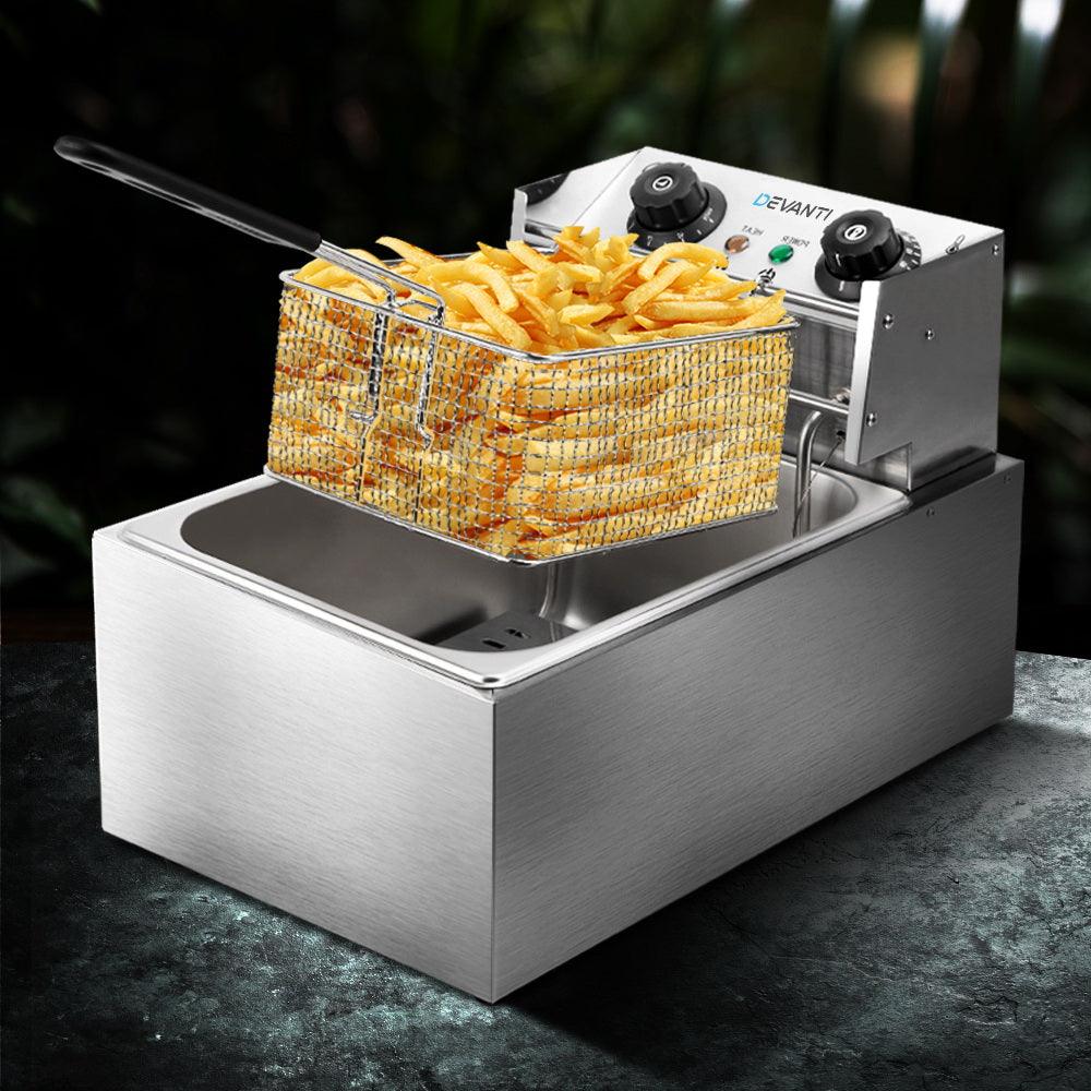 Buy Devanti 10L Electric Commercial Deep Fryer Single Basket 2200W discounted | Products On Sale Australia