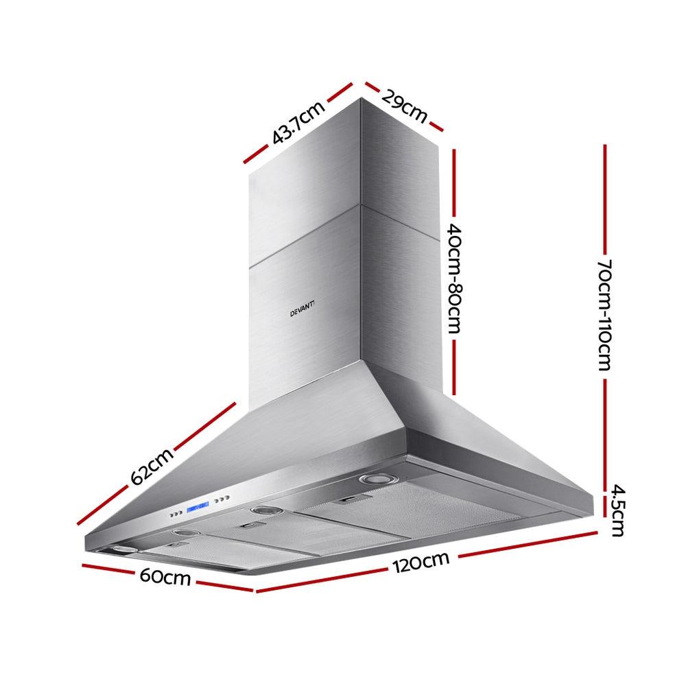 Buy Devanti 1200mm Range Hood 120cm BBQ Commercial Rangehood discounted | Products On Sale Australia