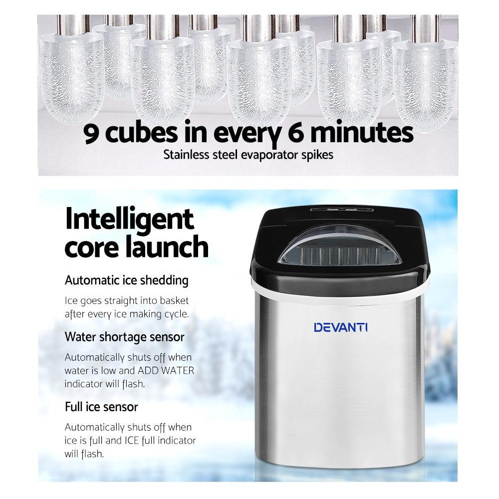 Buy Devanti 2.4L Stainless Steel Portable Ice Cube Maker discounted | Products On Sale Australia