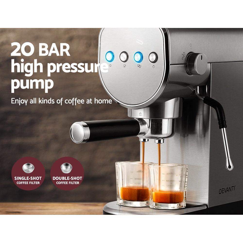 Buy Devanti 20 Bar Coffee Machine Espresso Cafe Maker discounted | Products On Sale Australia