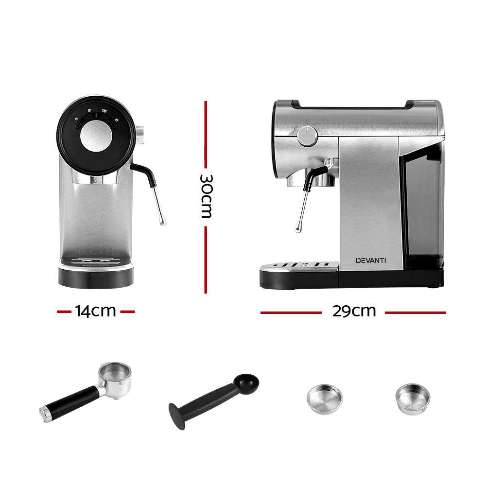 Buy Devanti 20 Bar Coffee Machine Espresso Cafe Maker discounted | Products On Sale Australia