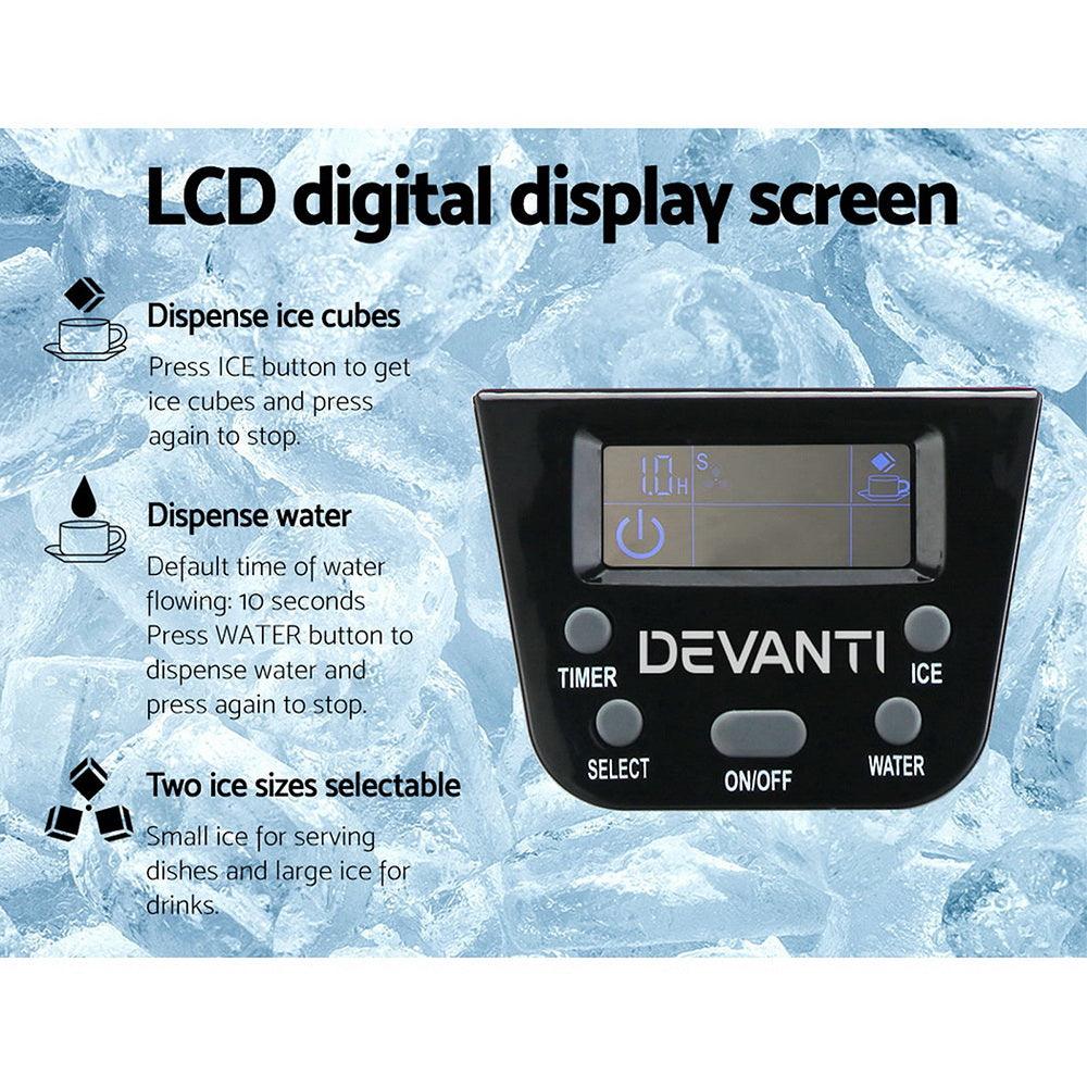 Buy Devanti 2L Portable Ice Cuber Maker & Water Dispenser - Silver discounted | Products On Sale Australia