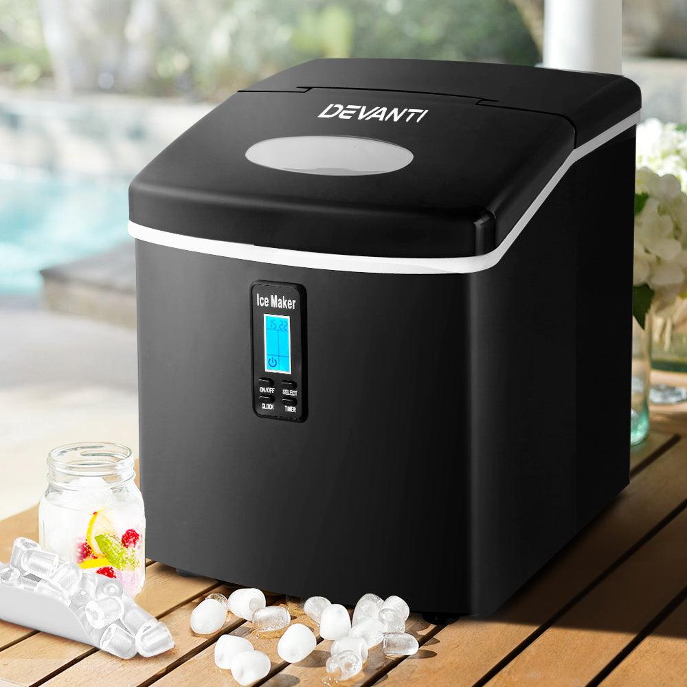 Buy DEVANTI 3.2L Portable Ice Cube Maker Machine Benchtop Counter Black discounted | Products On Sale Australia