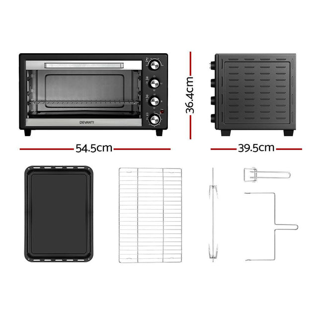 Buy Devanti 45L Convection Oven Electric Fryer Ovens 1800W discounted | Products On Sale Australia