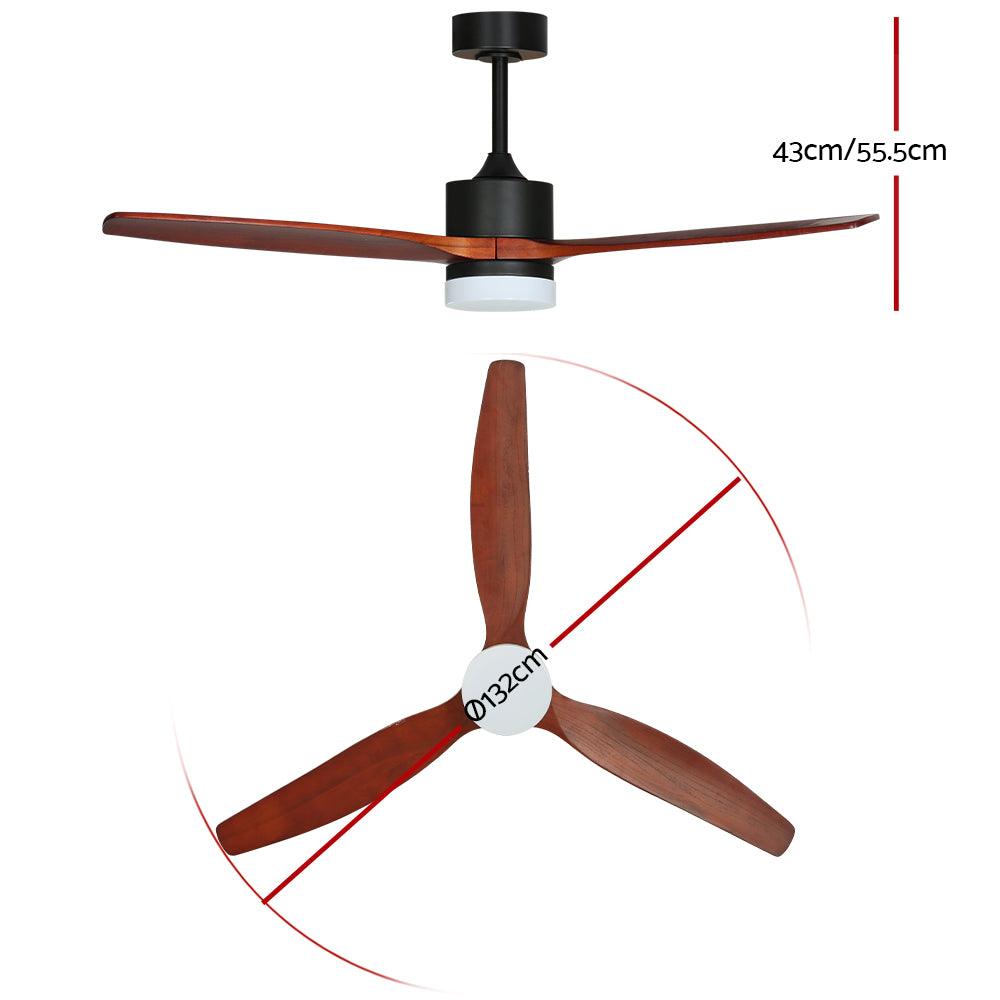 Buy Devanti 52'' Ceiling Fan AC Motor 3 Blades w/Light - Dark Wood discounted | Products On Sale Australia