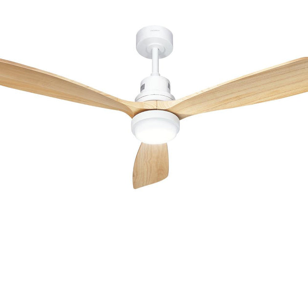 Buy Devanti 52'' Ceiling Fan AC Motor LED Light Remote - Light Wood discounted | Products On Sale Australia